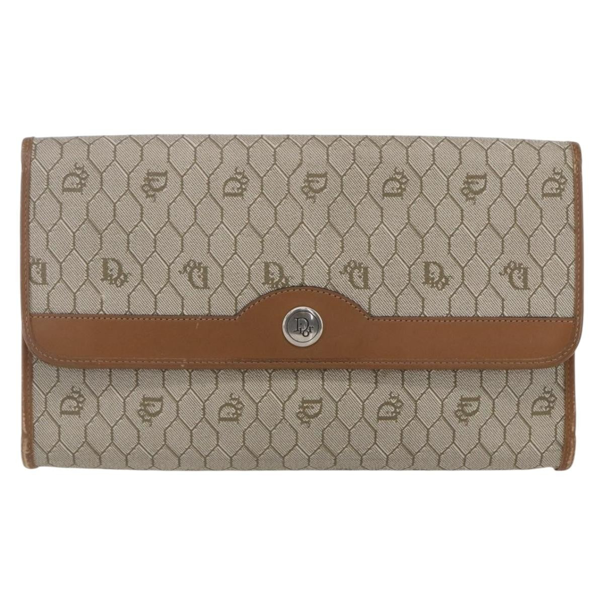 Christian Dior Vintage Honeycomb chain Canvas, BEIGE, CANVAS, Shoulder bag