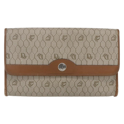 Christian Dior Vintage Honeycomb chain Canvas, BEIGE, CANVAS, Shoulder bag