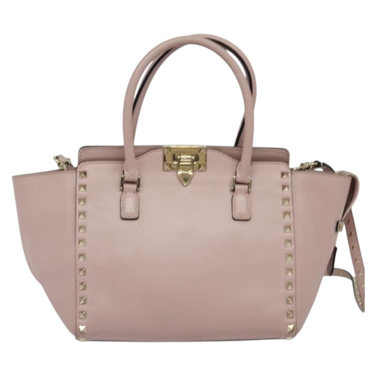 Valentino Garavani Rockstud Tote Rigid Leather, PINK, LEATHER, Tote bag