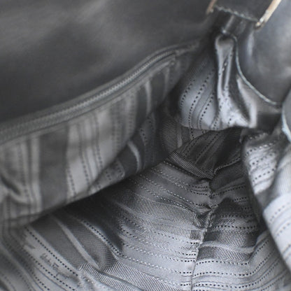 Salvatore Ferragamo Double Gancini Side Buckle Tote Leather, BLACK, LEATHER, Tote bag