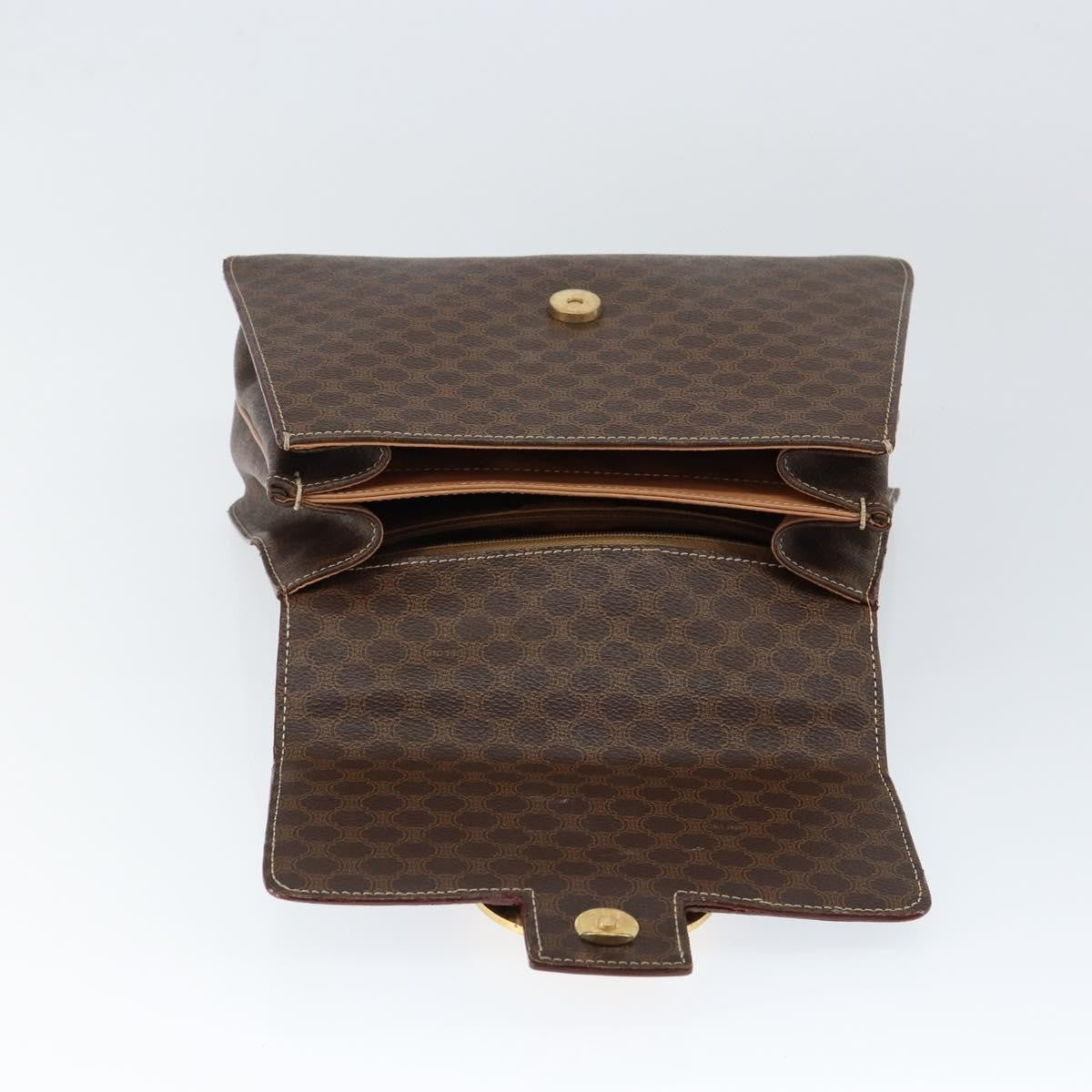 Celine Vintage Macadam Handbag Canvas, BROWN, PVC, Handbag