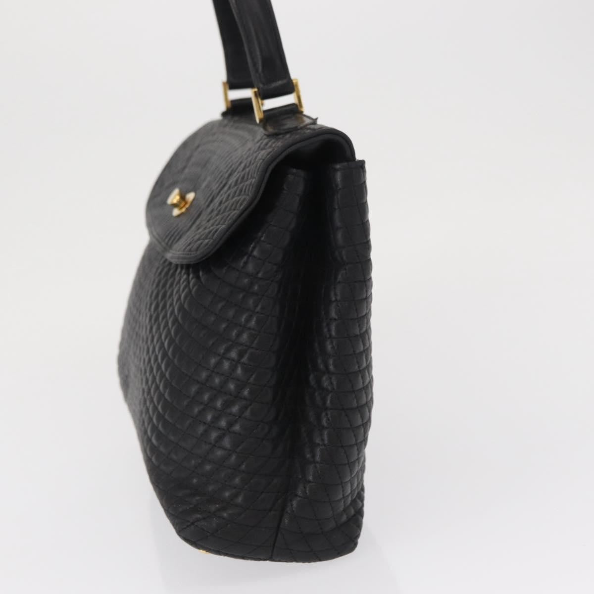 Bally Vintage Handbag Quilted Leather, BLACK, LEATHER, Handbag