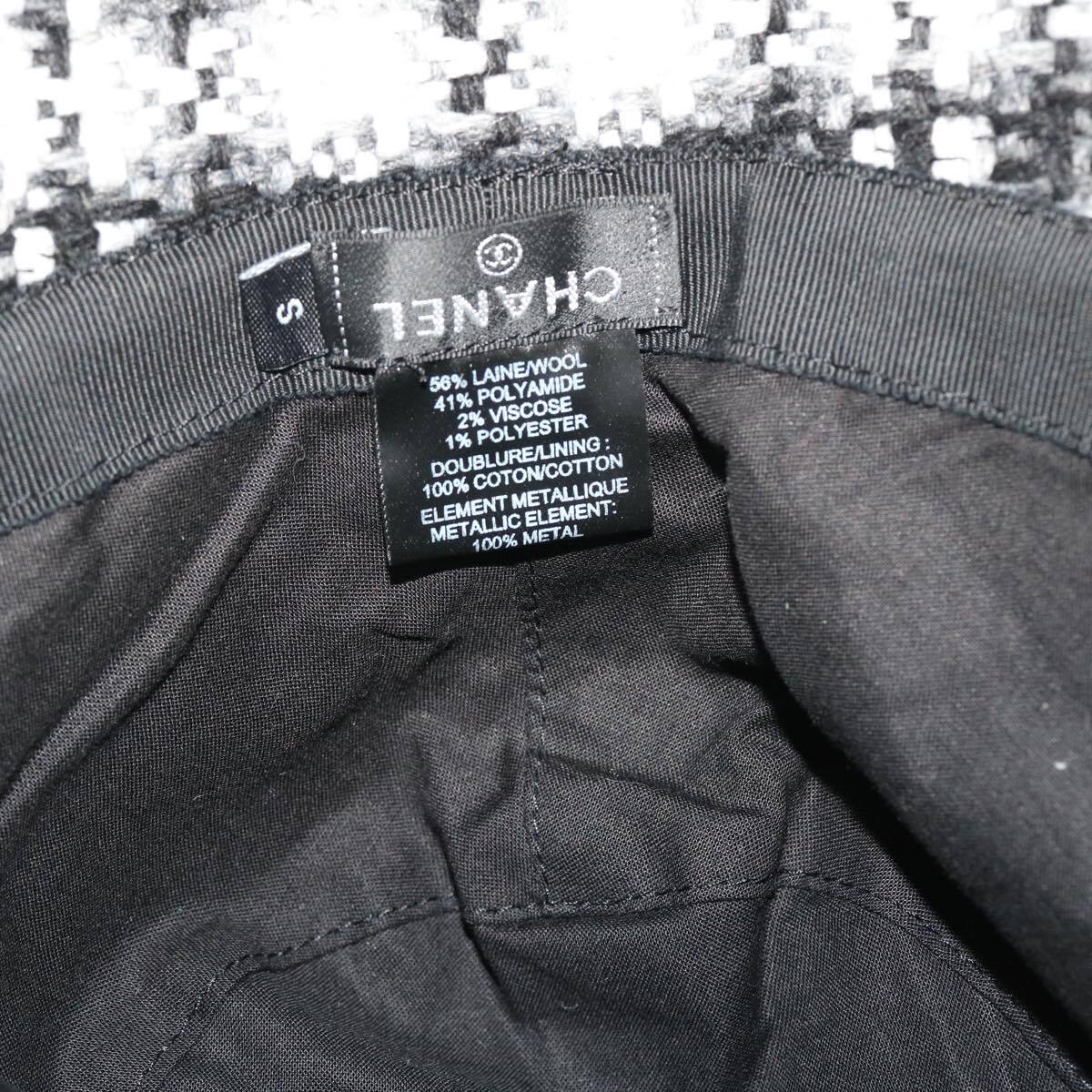 Chanel Beaded CC Bucket Hat Wool, WHITE, WOOL, Head accessory