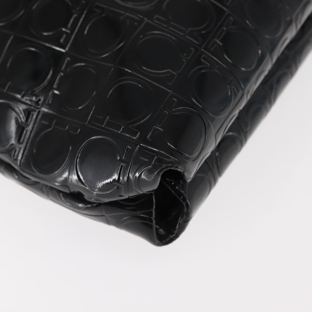 Salvatore Ferragamo Gancini Shoulder Bag Patent Leather, BLACK, PATENT_LEATHER, Shoulder bag