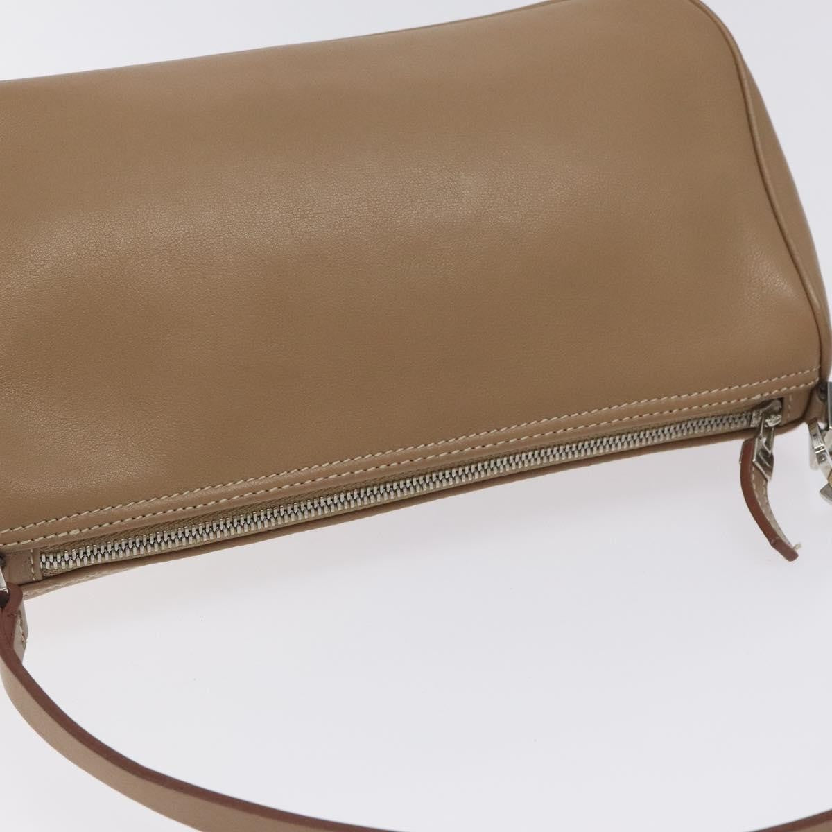 Salvatore Ferragamo Vintage Gancini Pochette Leather, BEIGE, LEATHER, Clutche & pouche