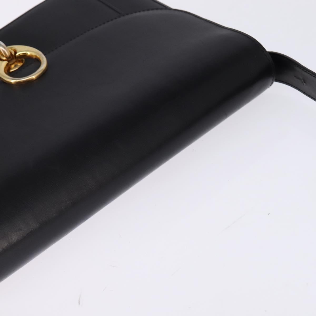 Celine Flap Shoulder Bag Leather, BLACK, LEATHER, Shoulder bag