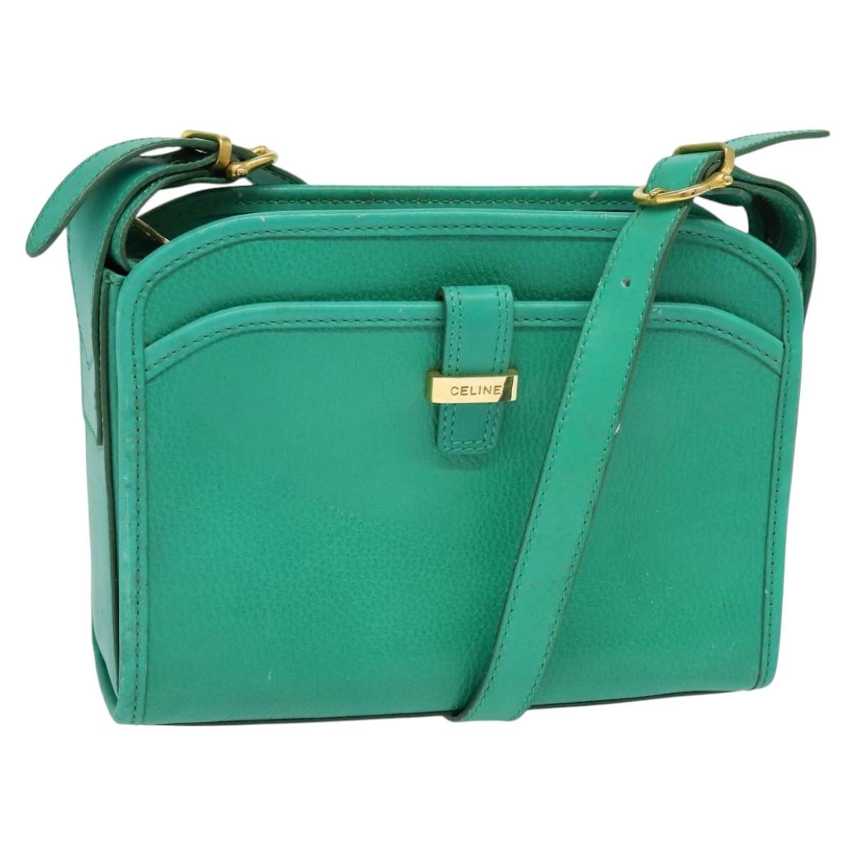 Celine Shoulder Bag Leather, GREEN, LEATHER, Shoulder bag