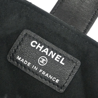 Chanel Chain Phone Holder Crossbody Bag Quilted Lambskin, BLACK, LEATHER, Clutche & pouche