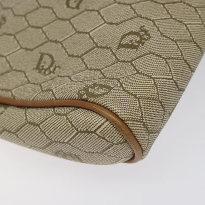 Christian Dior Vintage Honeycomb Zip Pouch Coated Canvas, BEIGE, PVC, Clutche & pouche