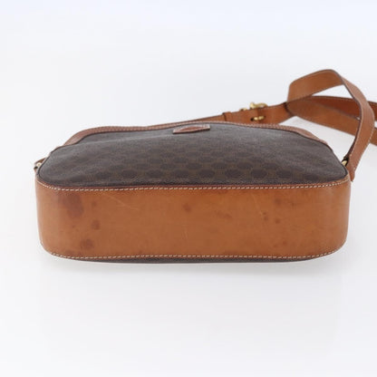 Celine Vintage Macadam Shoulder Bag Canvas and Leather, BROWN, CANVAS, Shoulder bag