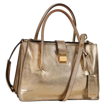 Miu Miu Madras Convertible Compartment Tote Leather, GOLD, LEATHER, Tote bag