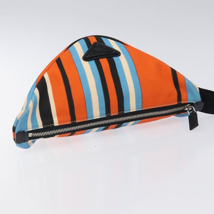Prada Triangle Logo Wristlet Pouch Canvas, ORANGE, CANVAS, Clutche & pouche