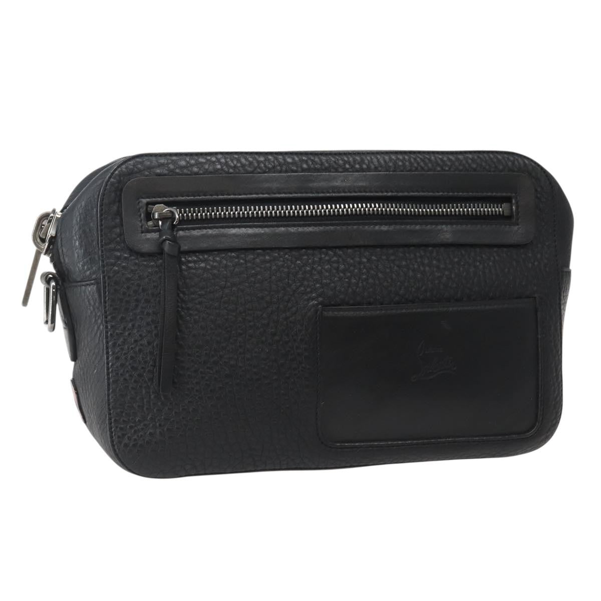 Christian Louboutin Loubiclutch Leather, BLACK, LEATHER, Clutche & pouche