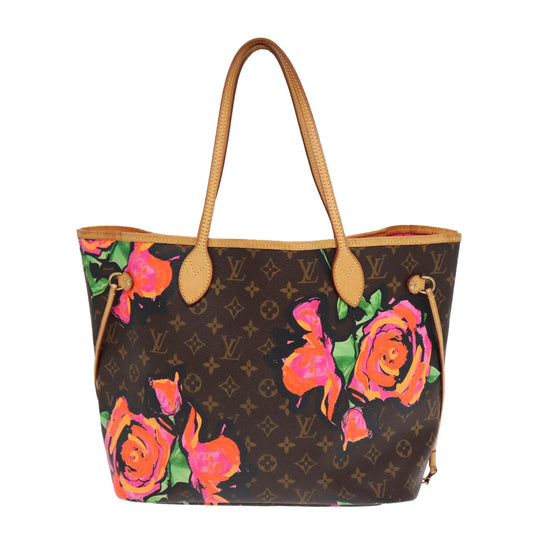 Louis Vuitton Neverfull Tote Limited Edition Monogram Roses, PINK, CANVAS, Tote bag