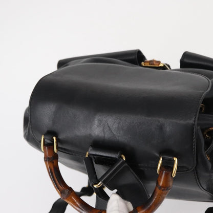 Gucci Vintage Bamboo Backpack Leather, BLACK, LEATHER, Backpack