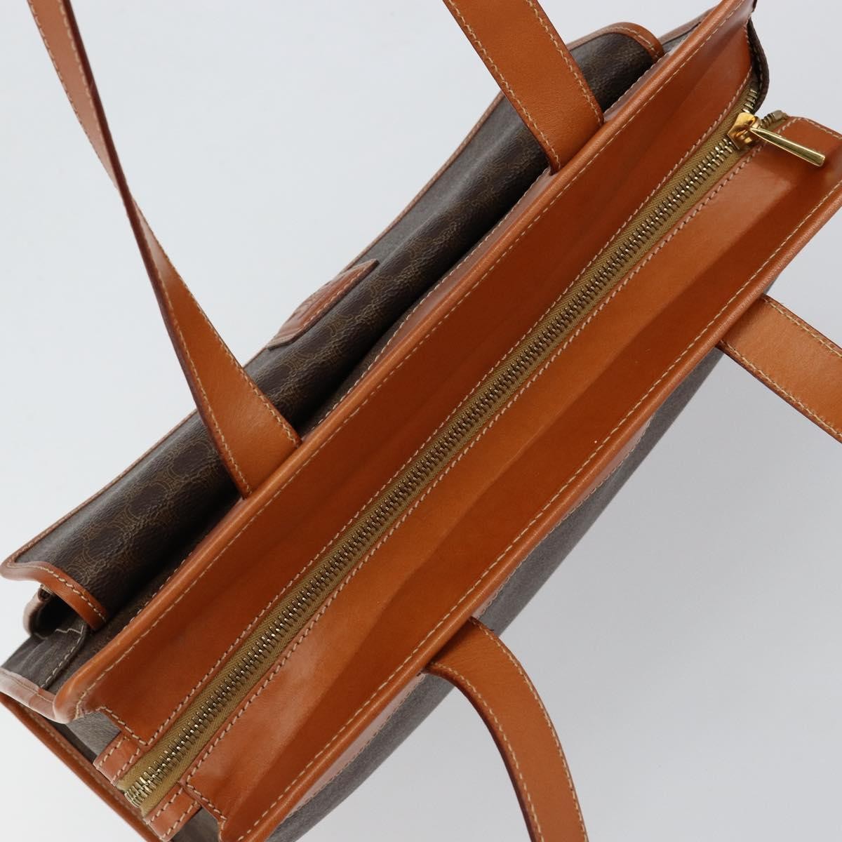 Celine Vintage Macadam Tote bag Canvas and Leather, BROWN, CANVAS, Tote bag