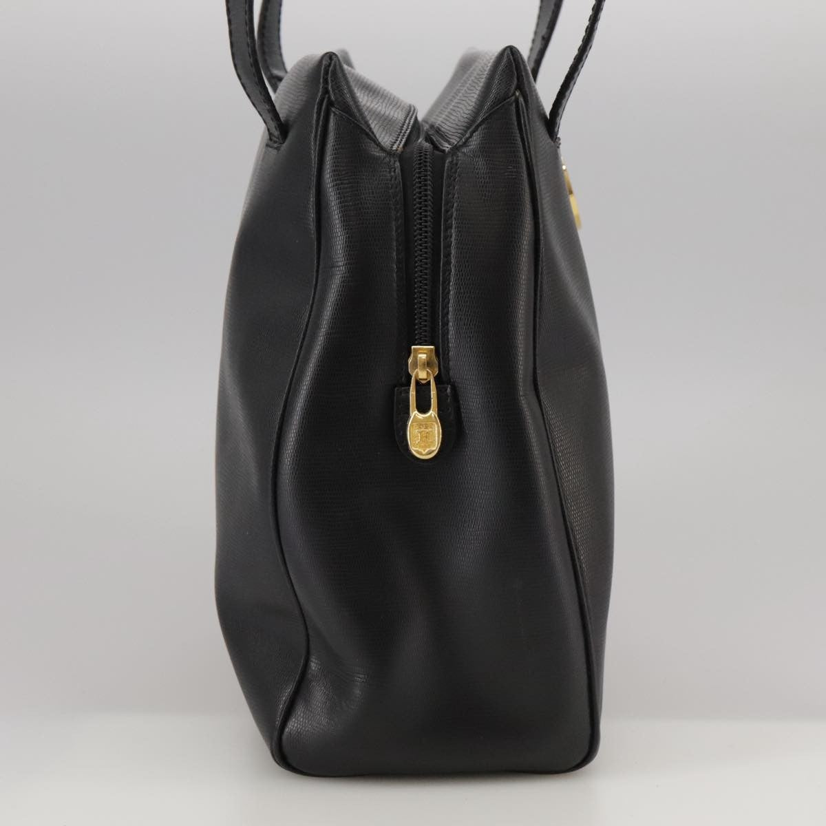 Celine Circle Logo Handbag Leather, BLACK, LEATHER, Handbag