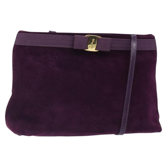Salvatore Ferragamo Vala Shoulder Bag Suede, PURPLE, SUEDE, Shoulder bag