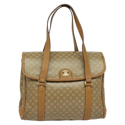 Celine Vintage Macadam Handbag Canvas, BEIGE, CANVAS, Handbag