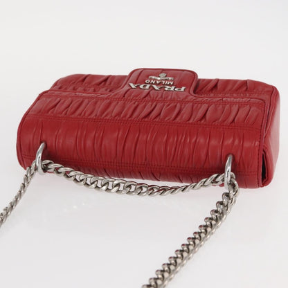 Prada Gaufre Chain Flap Shoulder Bag Nappa Leather, RED, LEATHER, Shoulder bag