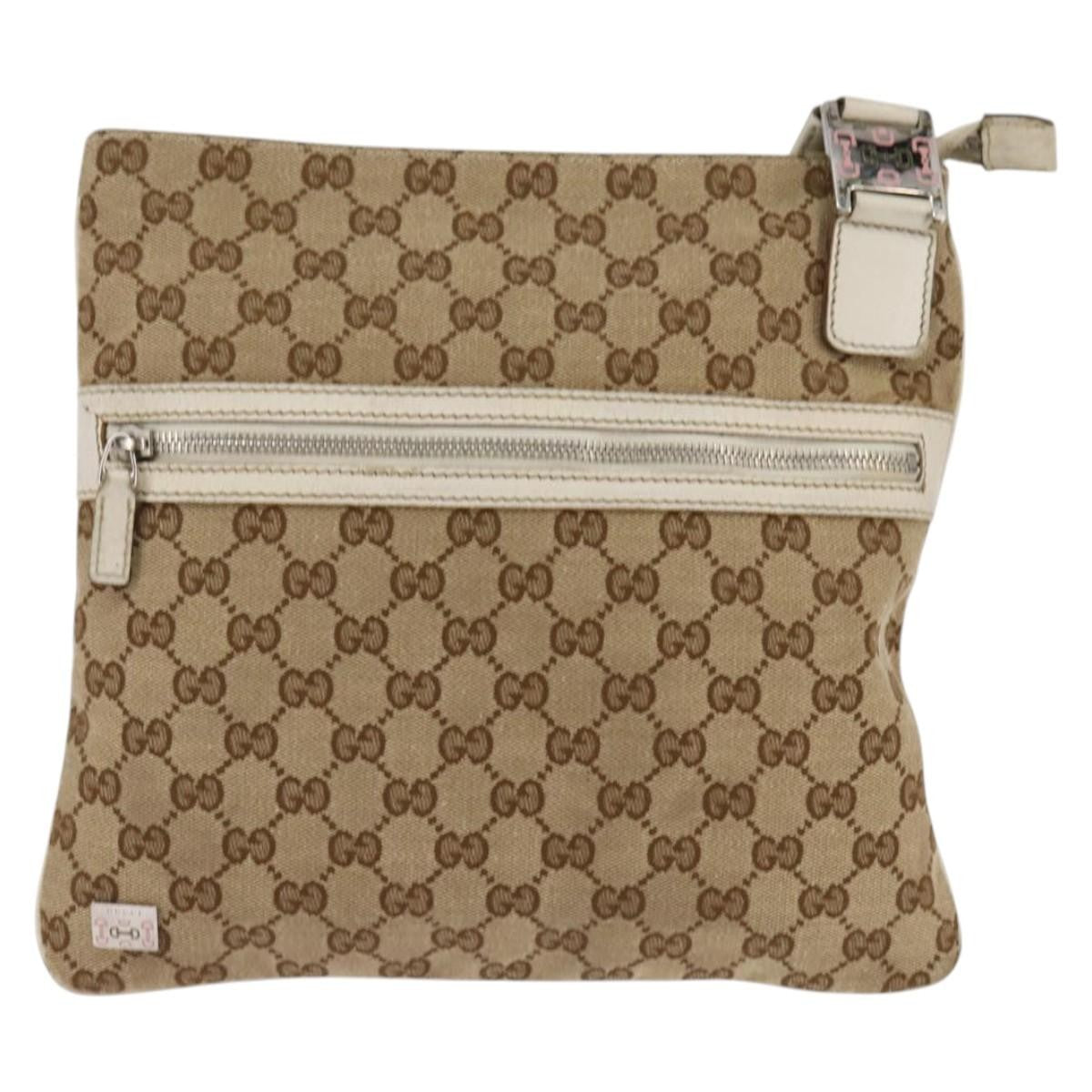 Gucci Flat Messenger Bag GG Canvas, BEIGE, CANVAS, Shoulder bag