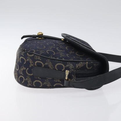 Celine C Sulky Shoulder bag Canvas and Leather, NAVY, CANVAS, Shoulder bag