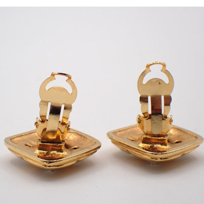 Chanel Vintage CC Diamond Shape Clips-On Earrings Gold-Plated, GOLD, GOLD_PLATED, Earrings