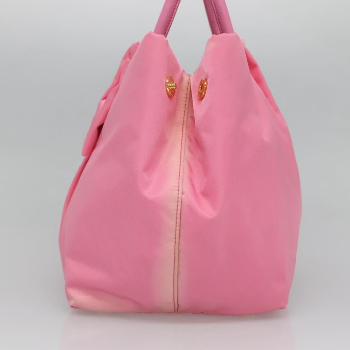 Prada Bow Tote Tessuto with Leather, PINK, NYLON, Tote bag