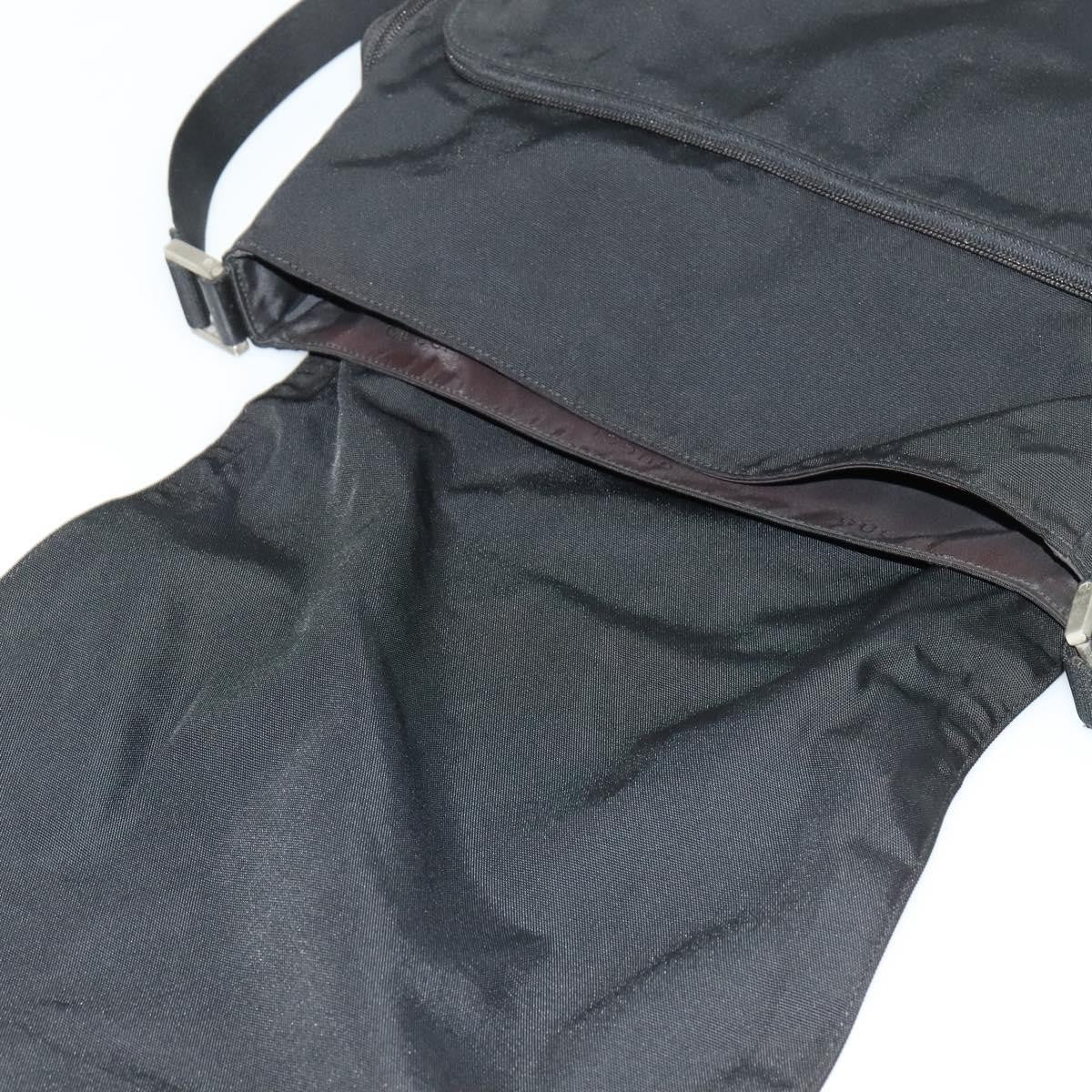 Gucci Side Pocket Flap Messenger Bag Nylon, BLACK, NYLON, Shoulder bag