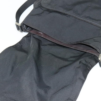 Gucci Side Pocket Flap Messenger Bag Nylon, BLACK, NYLON, Shoulder bag