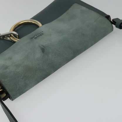 Chloe Faye Shoulder Bag Leather and Suede, BLUE, SUEDE, Shoulder bag