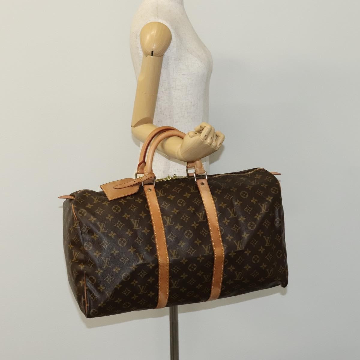 Louis Vuitton Keepall Bag Monogram Canvas, BROWN, CANVAS, Travel bag