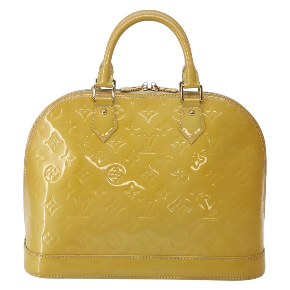 Louis Vuitton Alma Handbag Monogram Vernis, YELLOW, PATENT_LEATHER, Handbag