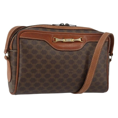 Celine Vintage Macadam Shoulder Bag Canvas and Leather, BROWN, CANVAS, Shoulder bag