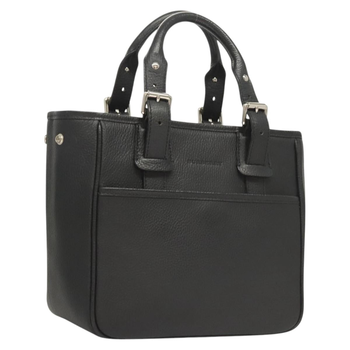 Burberry Vintage Handbag Leather, BLACK, LEATHER, Handbag