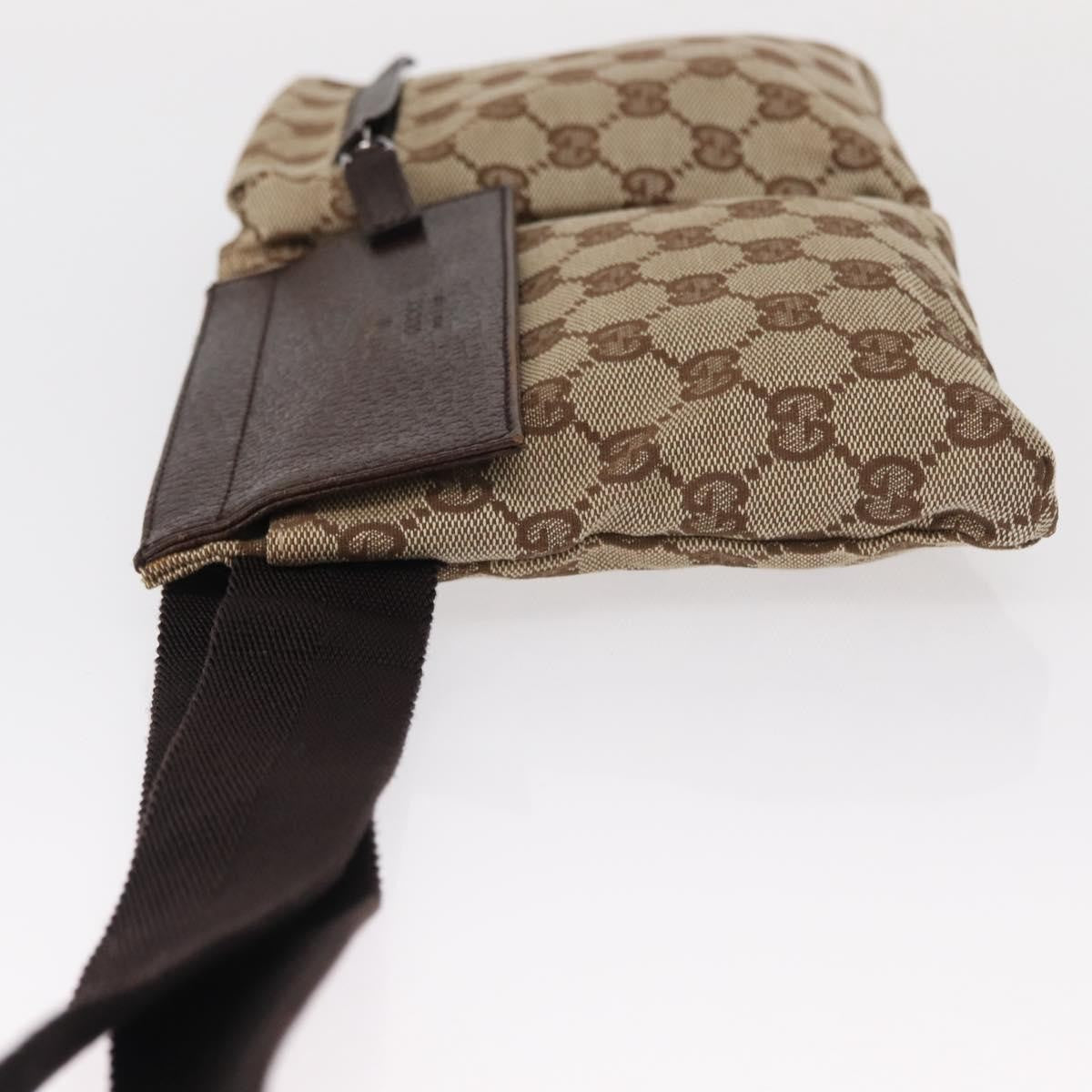 Gucci Vintage Double Belt Bag GG Canvas with Leather, BEIGE, CANVAS, Shoulder bag