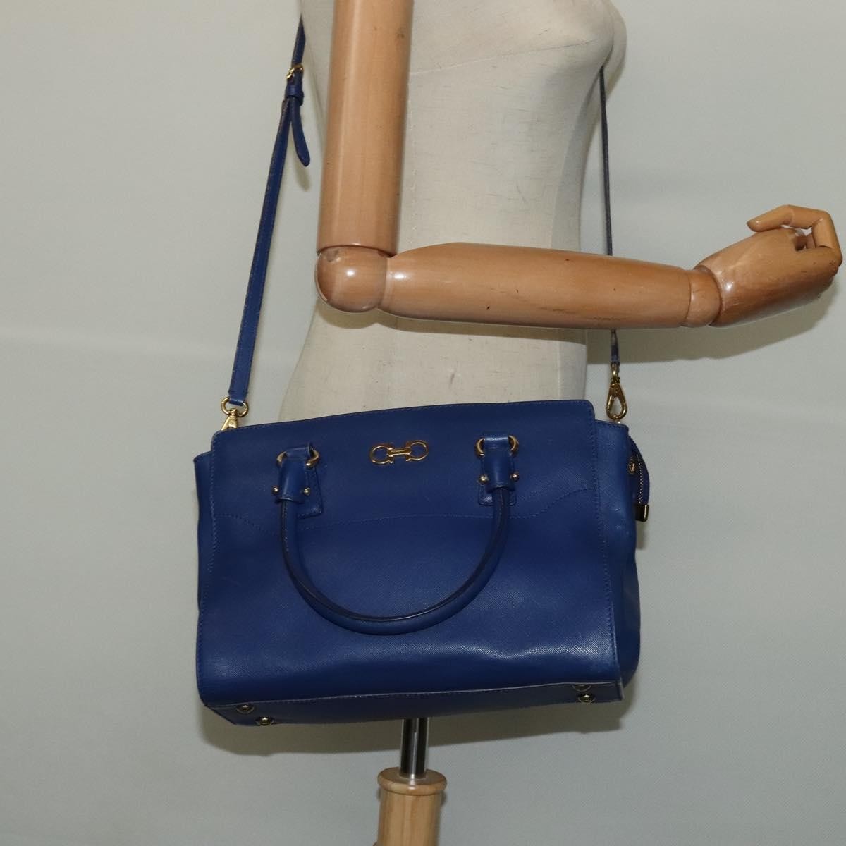 Salvatore Ferragamo Beky Tote Saffiano Leather, BLUE, LEATHER, Tote bag