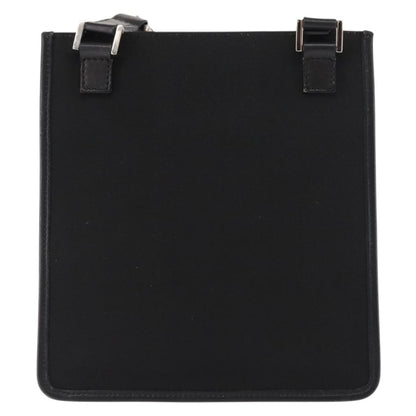 Gucci Vintage Flat Messenger Bag Nylon and Leather, BLACK, NYLON, Shoulder bag