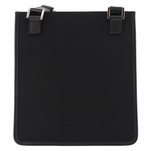 Gucci Vintage Flat Messenger Bag Nylon and Leather, BLACK, NYLON, Shoulder bag