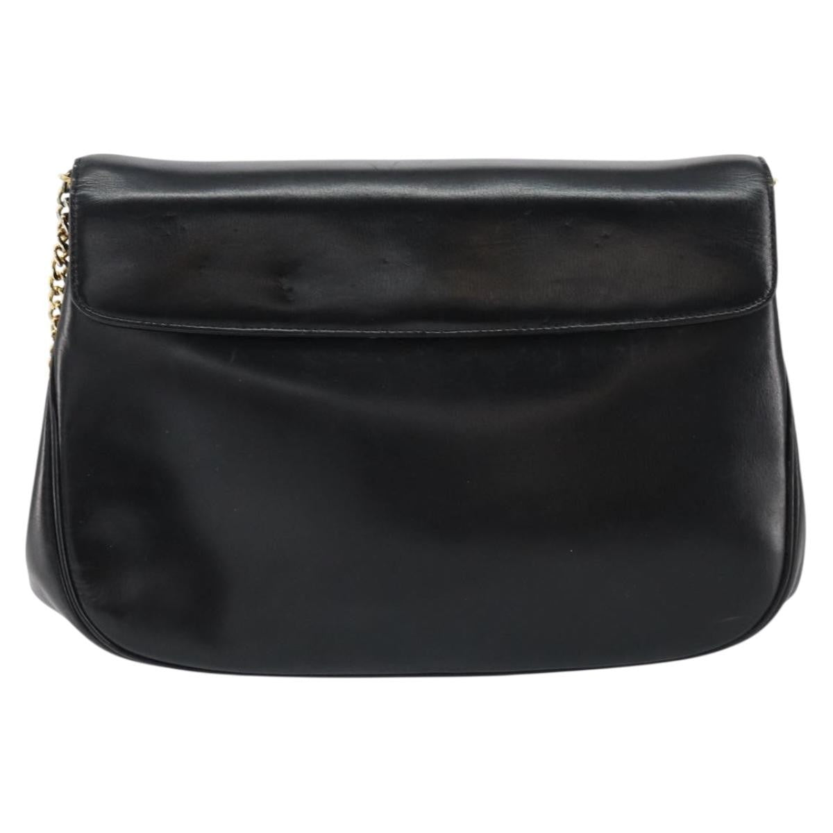 Christian Dior Vintage Chain Flap Shoulder Bag Leather, BLACK, LEATHER, Shoulder bag