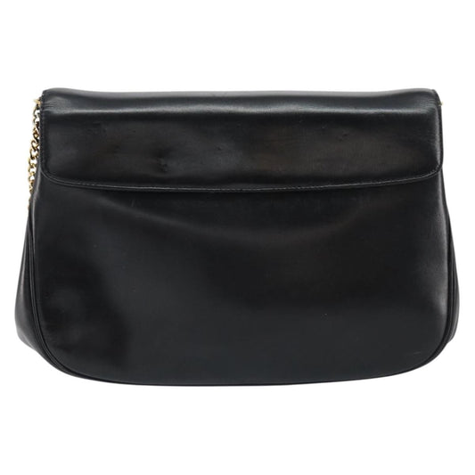 Christian Dior Vintage Chain Flap Shoulder Bag Leather, BLACK, LEATHER, Shoulder bag