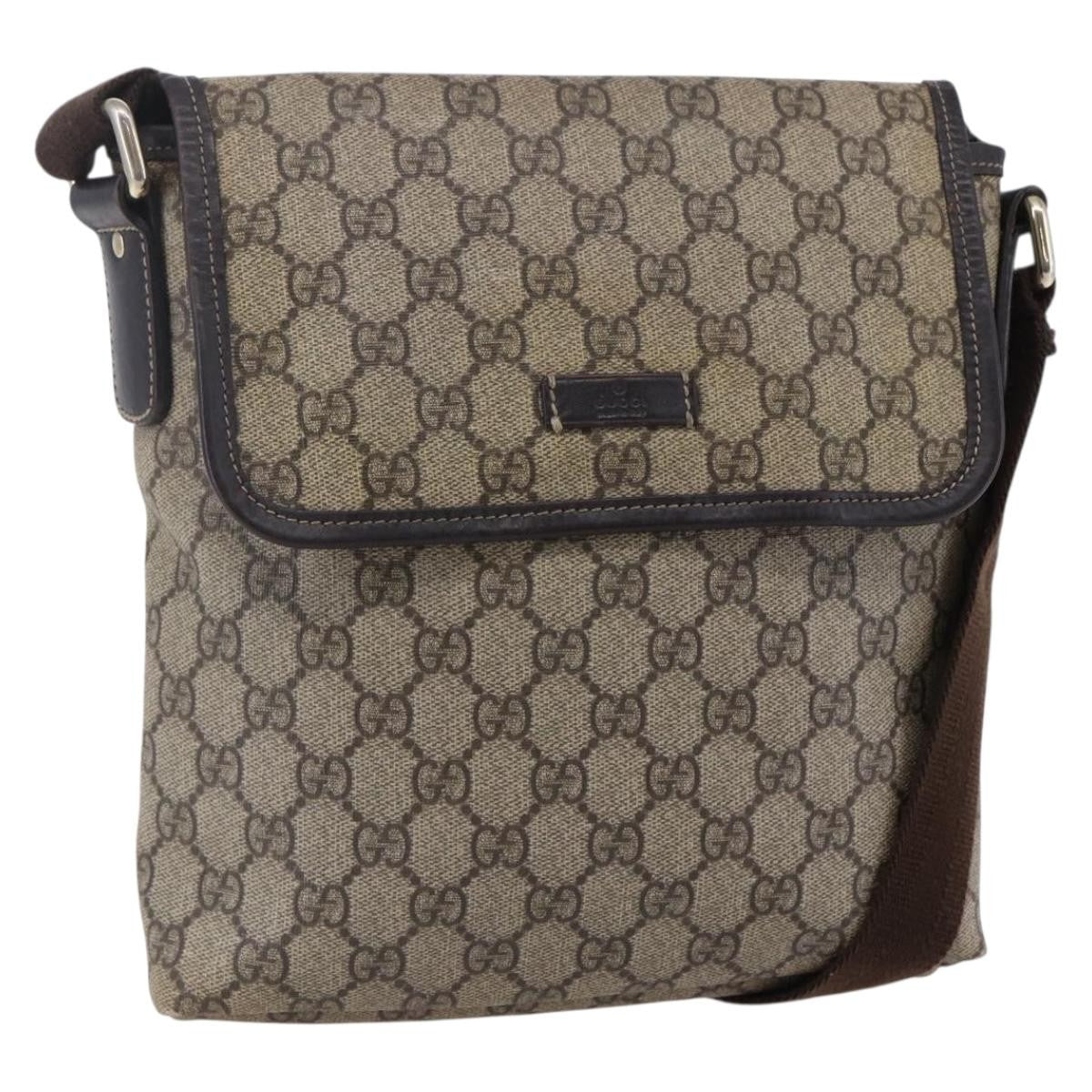 Gucci Flap Messenger GG Coated Canvas, BEIGE, CANVAS, Shoulder bag