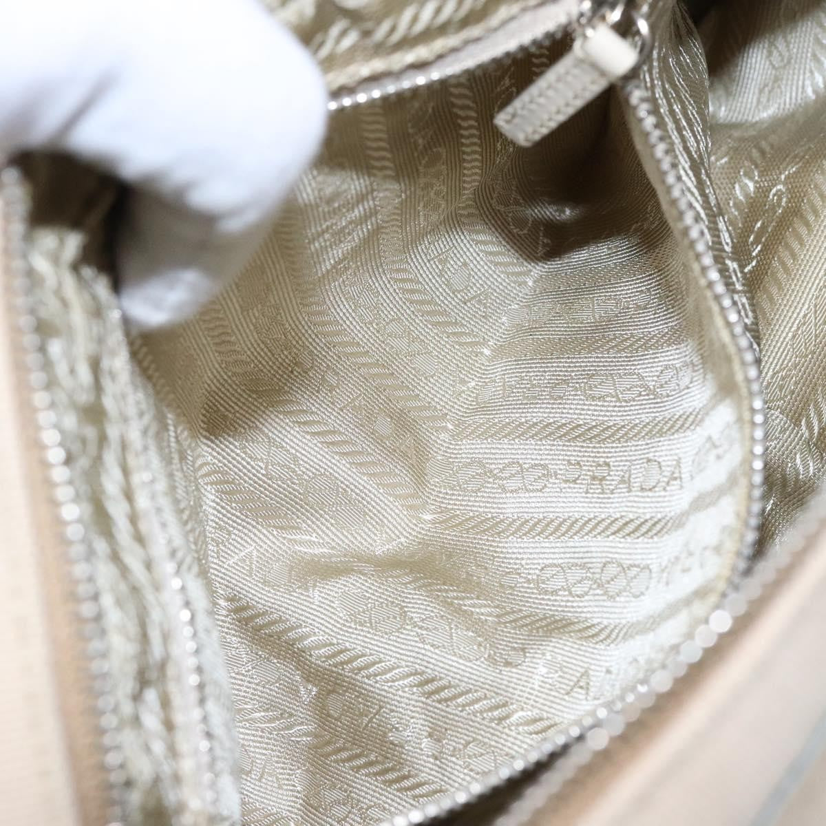 Prada Bauletto Bag Canvas with Leather, BEIGE, CANVAS, Handbag