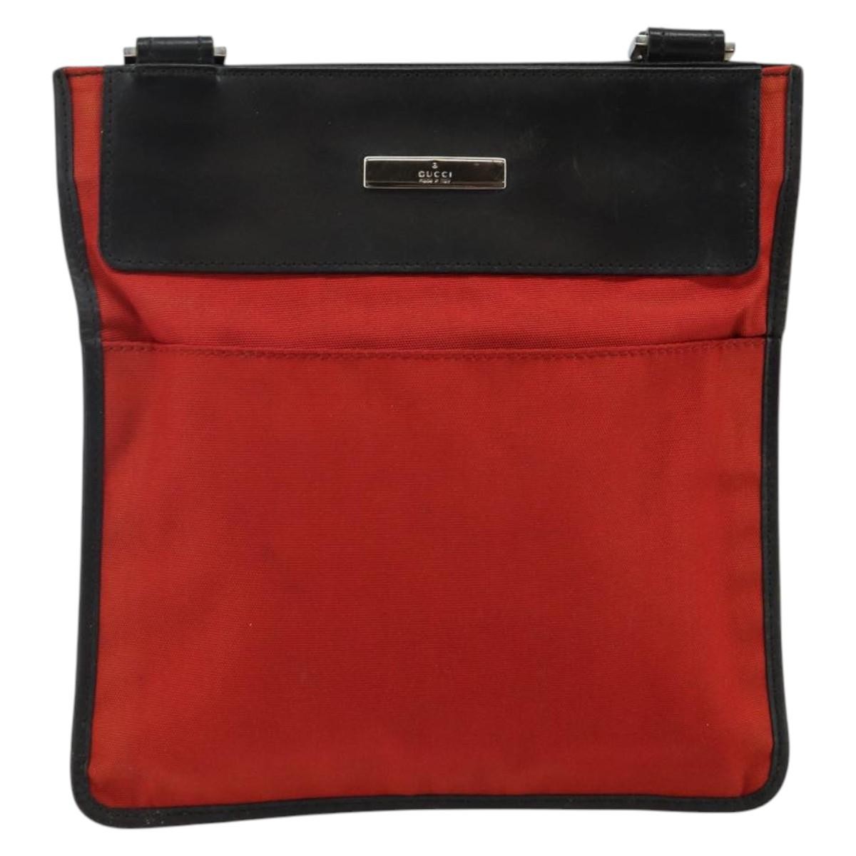 Gucci Front Pocket Messenger Nylon, Red, Nylon, Shoulder Bag