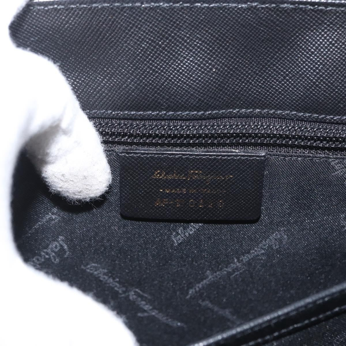 Salvatore Ferragamo Gancini handbag Leather, BLACK, LEATHER, Handbag