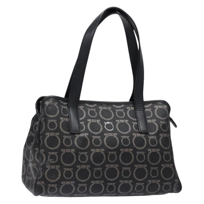 Salvatore Ferragamo Gancini Tote PVC Leather, BLACK, PVC, Tote bag