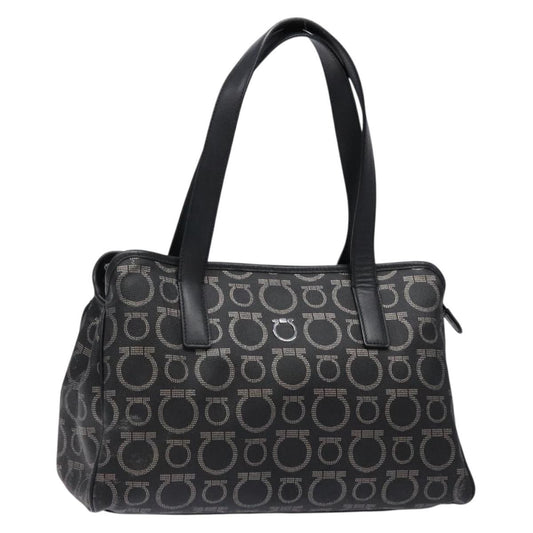 Salvatore Ferragamo Gancini Tote PVC Leather, BLACK, PVC, Tote bag