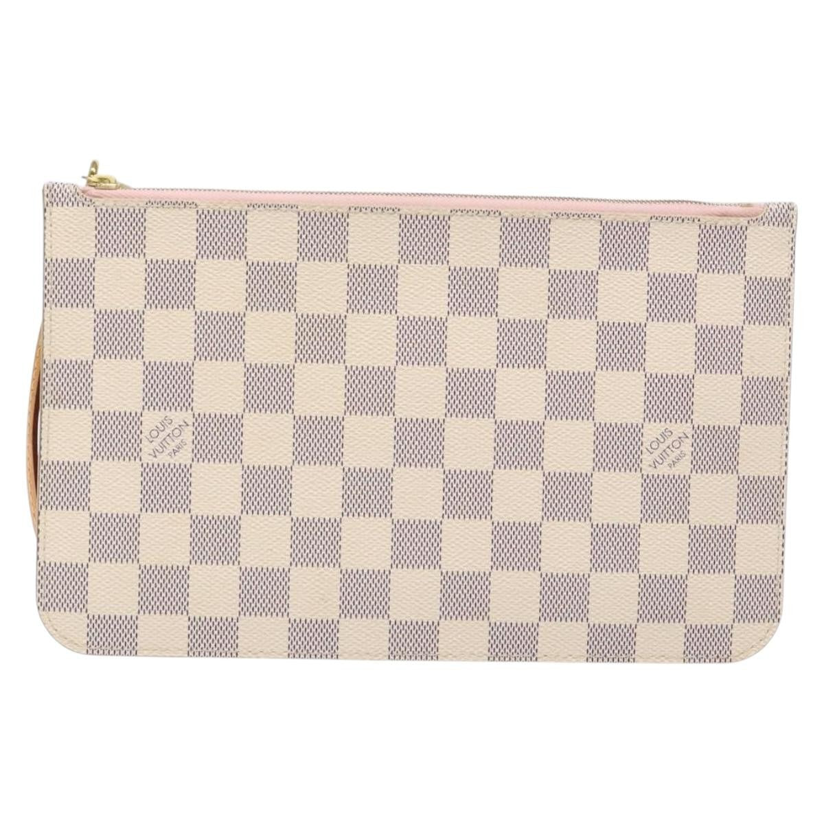Louis Vuitton Neverfull Pochette Damier, WHITE, CANVAS, Tote bag