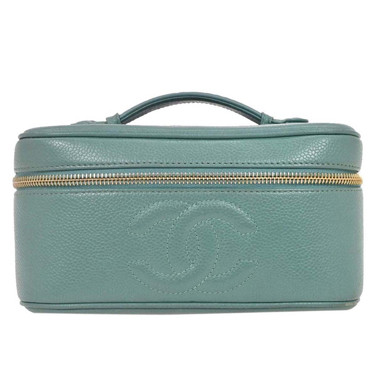 Chanel Vintage Timeless Vanity Case Caviar, GREEN, LEATHER, Clutche & pouche