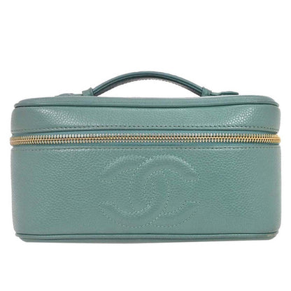 Chanel Vintage Timeless Vanity Case Caviar, GREEN, LEATHER, Clutche & pouche